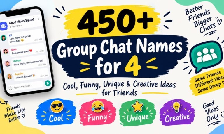 450+ Group Chat Names for 4 – Cool, Funny, Unique & Creative Ideas for Friends